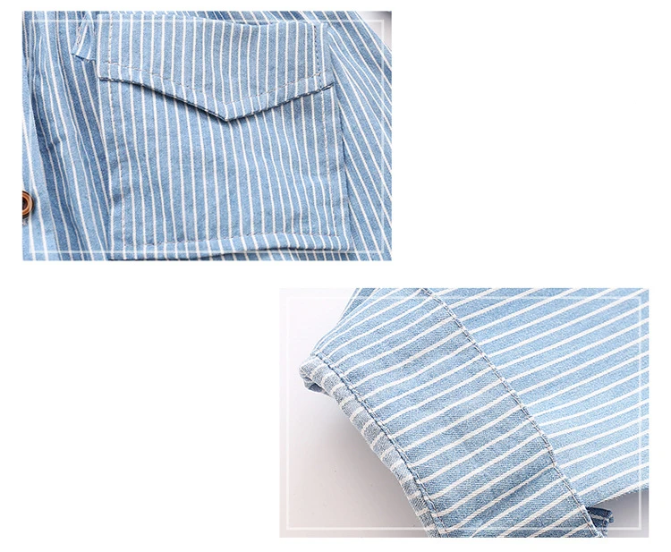 Baby Dress Girls Children's Toddler Girls  College style leisure Washed denim Long sleeve Collect waist stripe shirtdress for 3-14Y kids clothing (13)