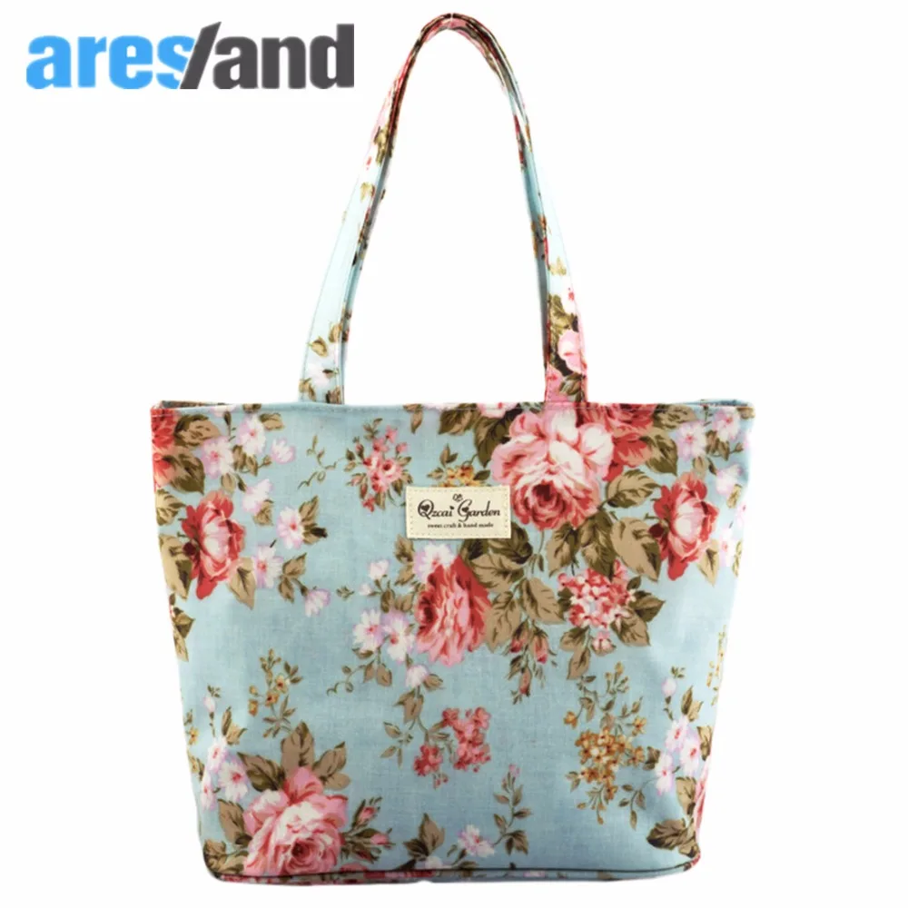 Aresland Mini Women handbag tote Bag Ladies Rose Flower Frosted Cloth Tote Handbags Universal ...