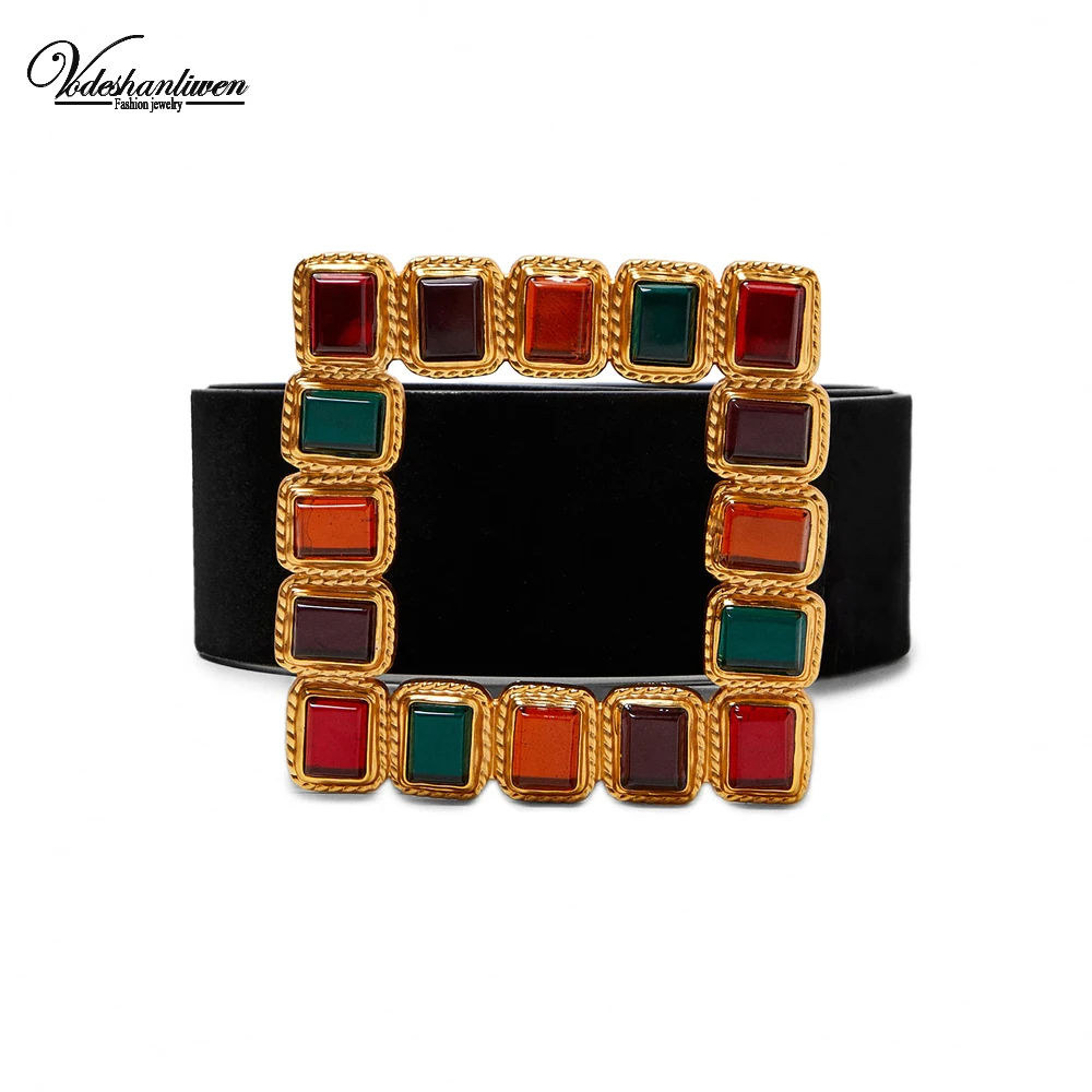 

Vodeshanliwen ZA Fashion Semi precious Stone Belly Chains For Women Body Jewelry Geometric wedding Waist Chain Accessories