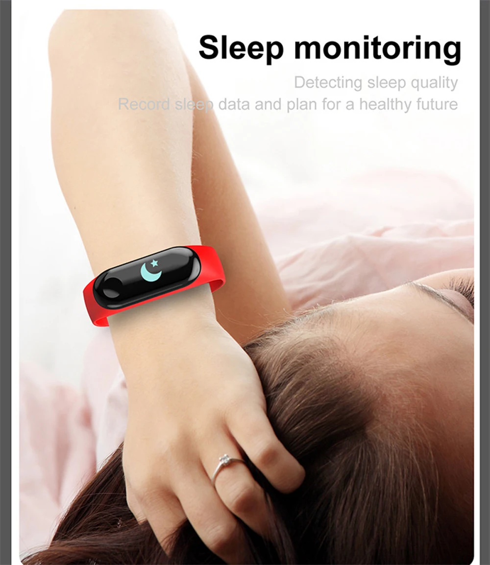 M3 Smart Health Pedometer/Heart Rate/Blood pressure/Sleep monitor Bracelet -Red