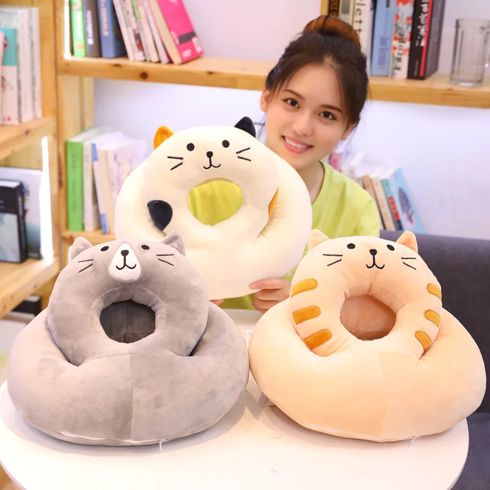 Nooer Washable Cute Cat Soft Nap Pillow Office Sleep Pillow Office Table School Desk Cushion Girlfr