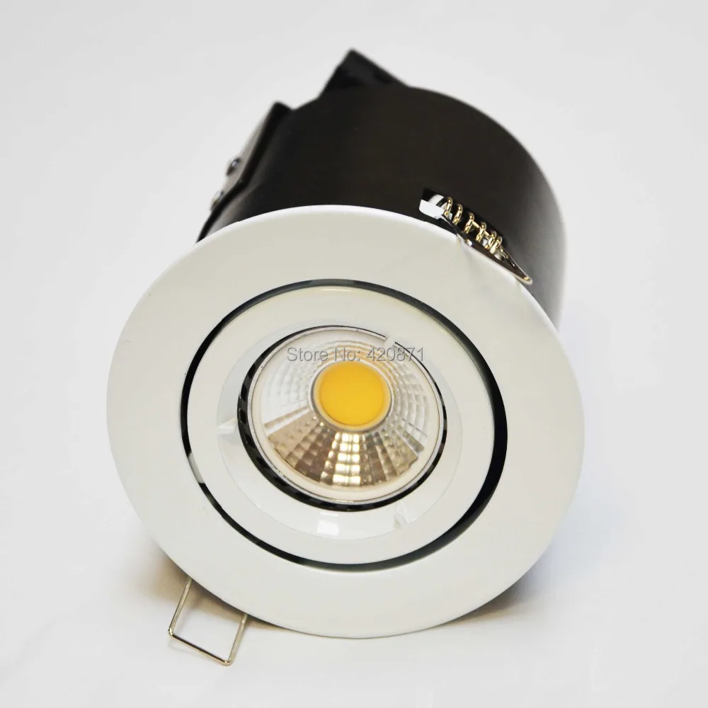 White fire rated downlight fixture cutout 92mm round IP44 fire rated