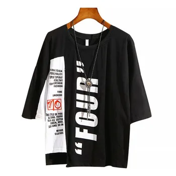 

Fashion Harajuku T-Shirt Men 2019 Summer Hip Hop T Shirts Letter printing Streetwear Tshirts Middle sleeve Casual Top Cotton