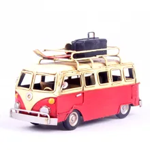 

Antique Finished Artifiacial Iron Cast Bus Model Travel Car with Luggage Toy Gift Desktop Home Decoration Metal Dining Car Model