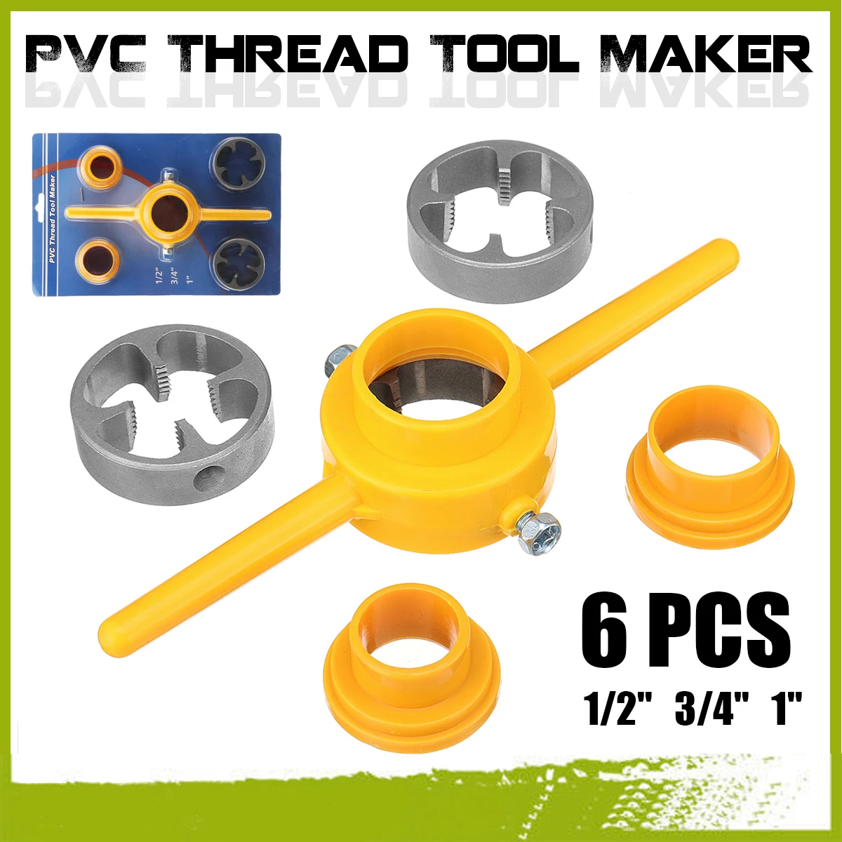 

6Pcs NPT Die Set PVC Tools Thread Maker 1/2" 3/4" Hand Tools For Tarraja Tubo