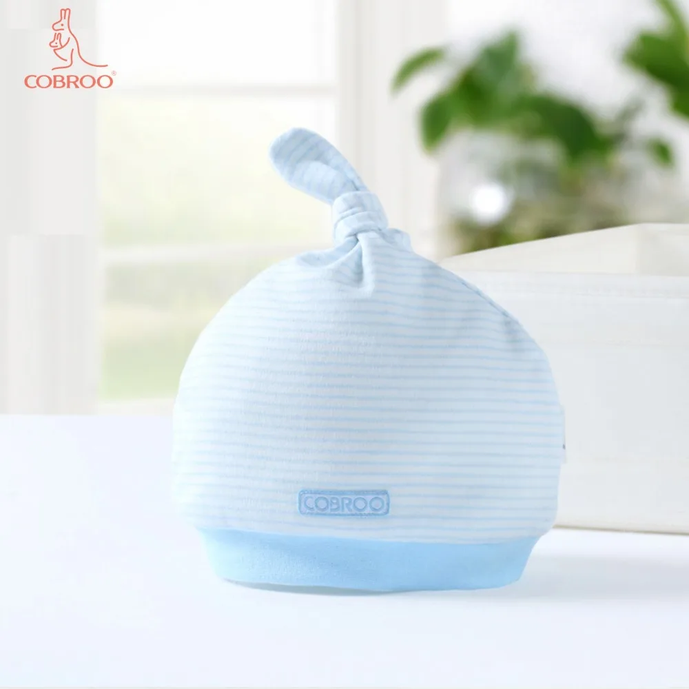 COBROO Baby/100% хлопковая шапочка мягкая удобная вязаная шапка в полоску с узлом для