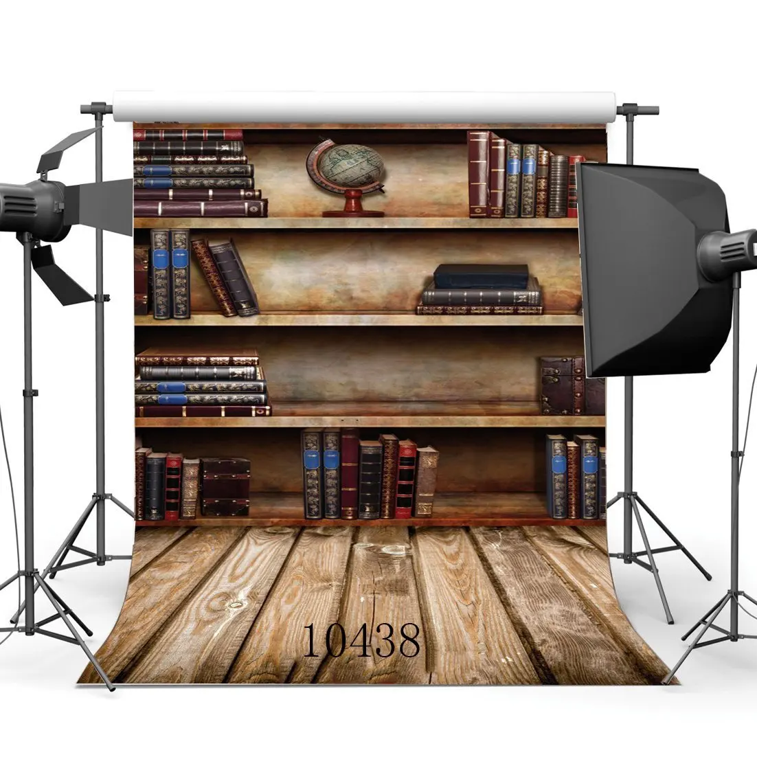 

Bookshelf Backdrop Interior Library Bookcase Study Room Books Rustic Stripes Wood Plank Decor Background
