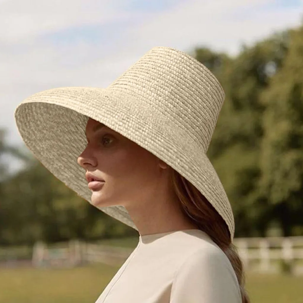 Летняя шляпа унисекс для женщин с широкими полями, шляпа от солнца с ветровым ремешком, пляжные летние соломенные шляпы для женщин