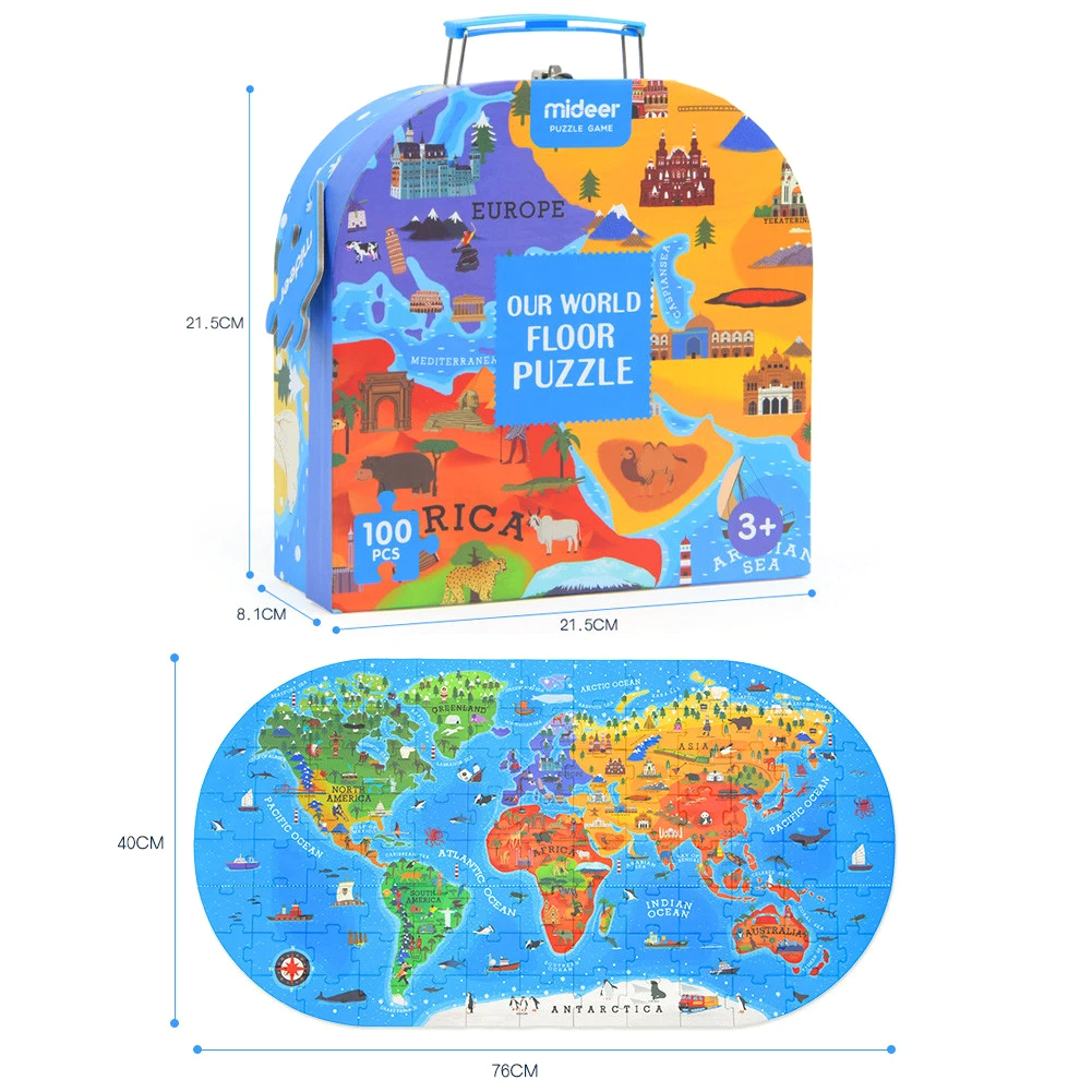 100 шт карта мира Детская Головоломка большой бумажный пазл игровой коврик детский лучший подарок на день рождения