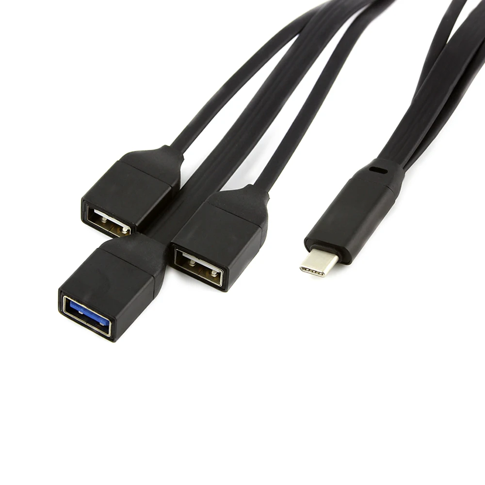 Кабель разветвитель с Micro Type C на 3 порта USB мини портативный адаптер OTG 0 и 2 для ПК