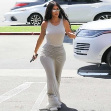 XLLAIS/серые красивые вечерние длинные юбки; женская летняя уличная одежда с рюшами; Милая женская юбка с высокой талией; Прямая поставка