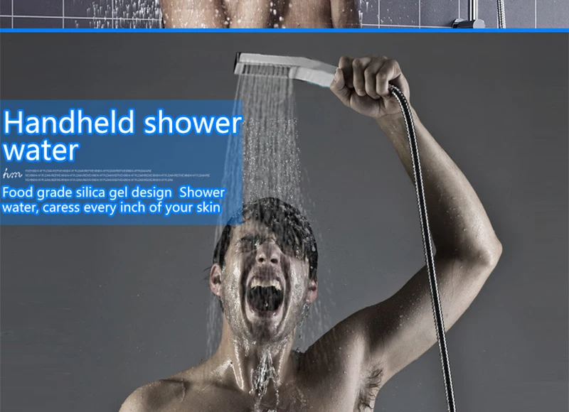 Bath & Shower Faucet Wall Mounted 16'' Ultra Thin Water Saving Tap Air Booster Rain Shower Faucets (9)