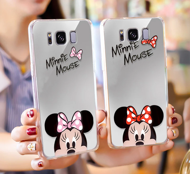 

Case For Samsung Galaxy S8 S8Plus Mirror cell phone shell Phone Minnie Mickey Mouse Mirror Cover For Samsung S8 Plus Gel Casing