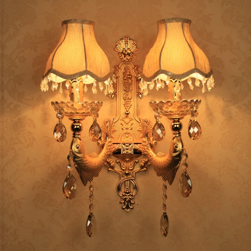Gold Wall Sconce Decoration Vintage Crystal Wall Light Surface Mounted Crystal Wall Lamp for Bedroom Lights Sconce Bathroom Lamp