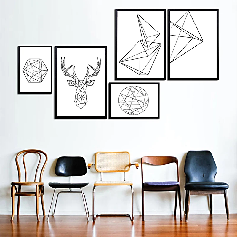 Modern Cartoon Design Geometric Posters Decorative Wall Painting Canvas