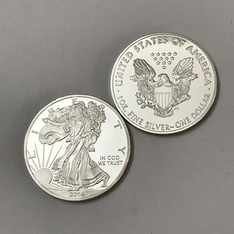 10 шт., не магнитные монеты, посеребренные, для красоты, значок, 40 мм, Орел, задняя сторона, сувенир домашнее украшение, монета