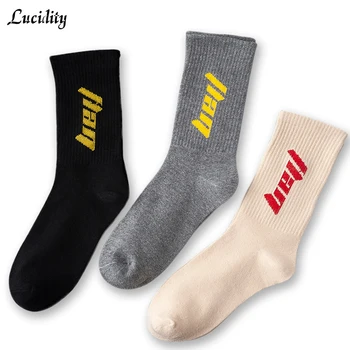 

3 Pairs/lot=6pieces Spring Autumn Men Fashion Socks Printed Comfortable Absorb Sweat Anti-slip Middle Long Sock For Man