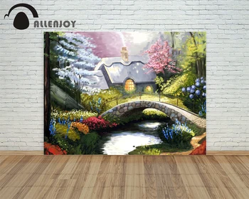 

Allenjoy Background for photos Alice fairy tale Bridge Oil Painting children's photographic camera backdrop vinyl