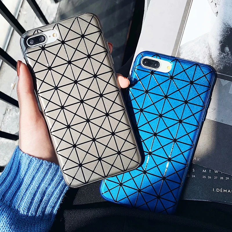 

Luxury Silicone Phone Capa Case For iPhone 7 6 S 6S 8 Plus Cover TPU Anti-Knock For iPhone XR XS MAX X Coque Glitter Geometric