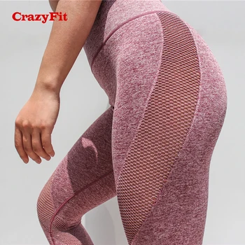 

CrazyFit Hot Leggings Sport Women Fitness Capri Leggins Sexy Seamless Gym Tights Push Up Mesh Legging High Waist Yoga Pants