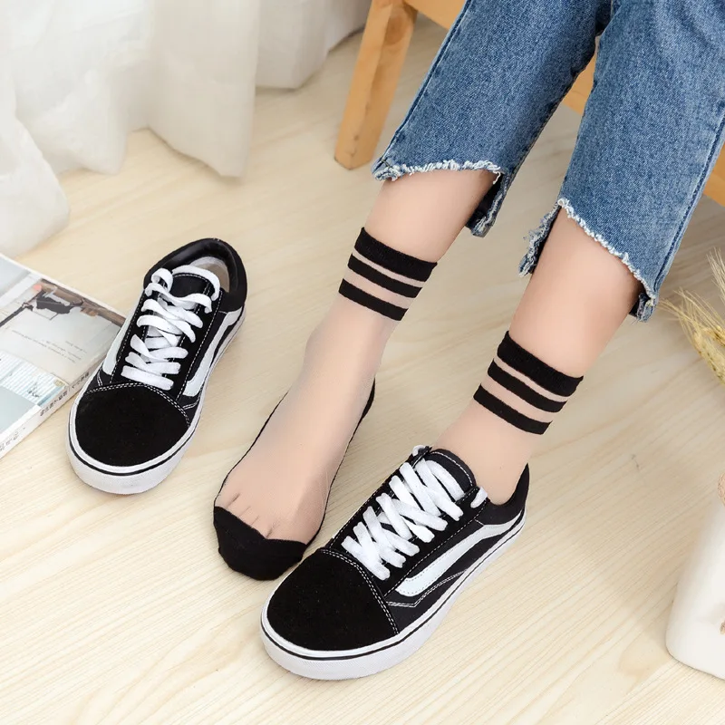 Sexy Lace Mesh Fishnet Socks Mixed Fiber Transparent Stretch Elasticity Ankle Net Yarn Thin Women Cool Socks 1pair=2pcs ws168 - Image 3