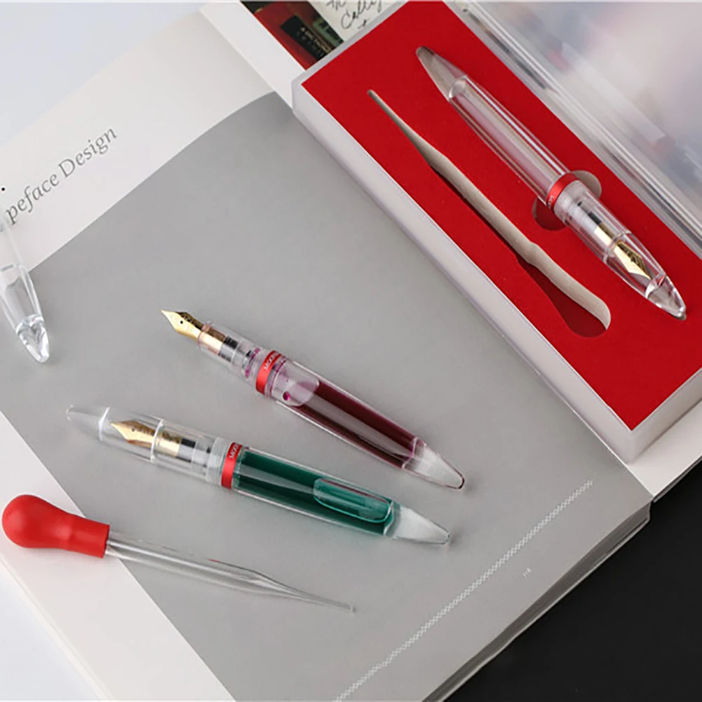 

Leak Resistance Smooth Gifts Transparent Durable Ink School Office Fashion Fountain Pen Eye Dropper Large Capacity Students
