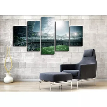 

5 Piece Canvas Set Poster Sport Football Field Wallpapers Football Stadium Poster Print on Canvas Modern Wall Art Framed