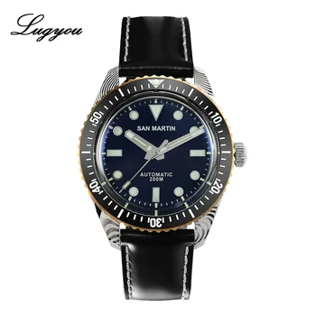 

Lugyou San Martin Automatic Luxury Watch Damascus Steel Sapphire Rotating Bezel ETA2824 Genuine Horse Leather Super Luminous