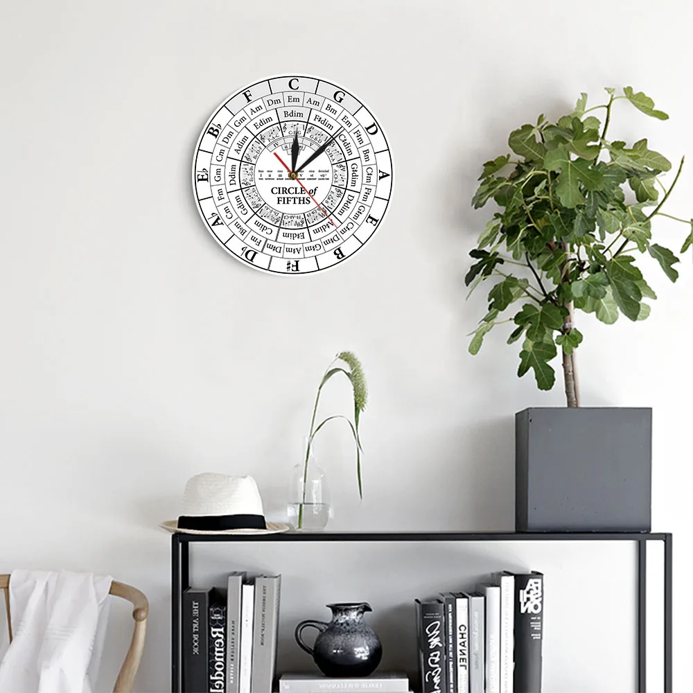 Circle Of Fifths Musician Composer Music Teaching Aid Modern Hanging Wall Watch Musician Harmony Theory Music Study Wall Clock Just6F