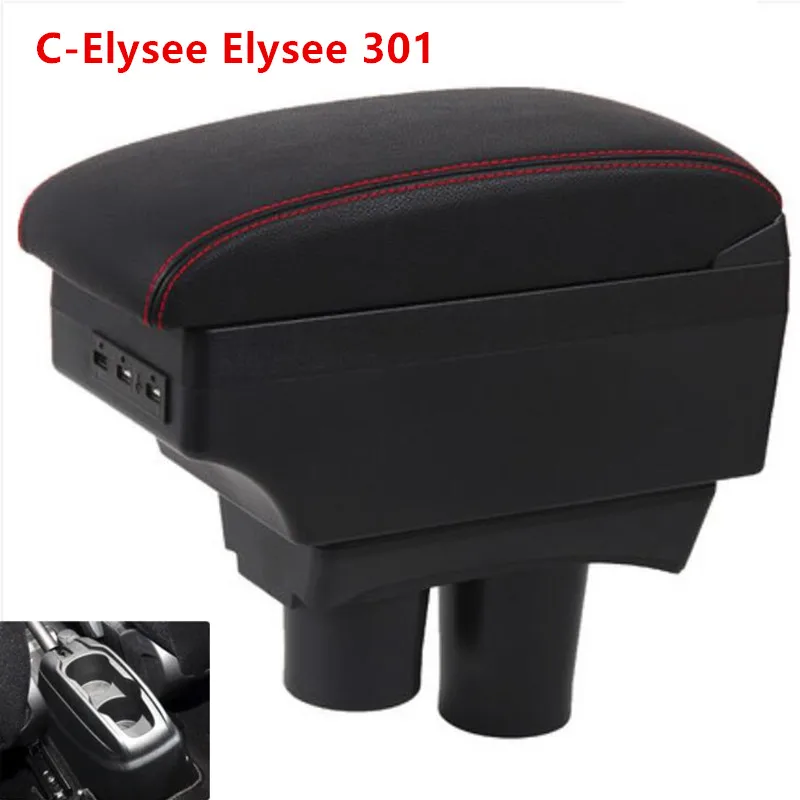 

BIG SPACE+LUXURY+USB armrest Storage content box stowing tidying FIT FOR Peugeot 301 NEW citroen c Elysee 2012-16