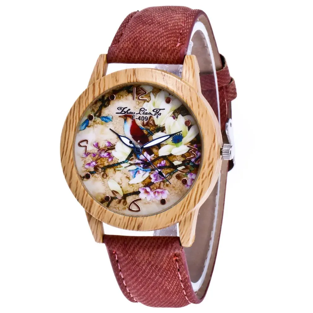 Модное высококачественное кварцевые часы ковбойская ткань ремешок Круглый циферблат Кварцевые часы тонкое мастерство для пар
