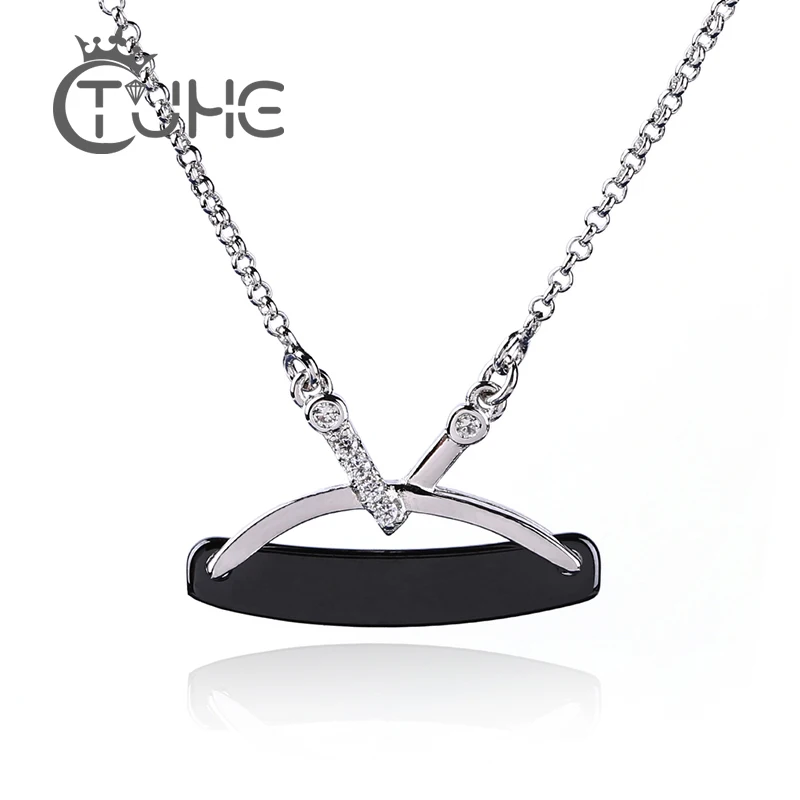 

Bridge Shape Pendant Necklace for Women Vintage Silver Color Party Charms Choker Ceramic Necklace Collar Jewelry Gift