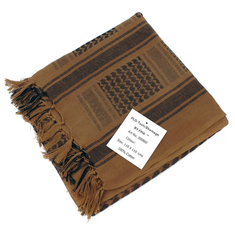 Армейский Военный Тактический арабский шемаг KeffIyeh хлопок шаль шарфы Кемпинг Пейнтбол головной шарф лицевая сетка пустыня банданы-повязки - Цвет: Brown Black