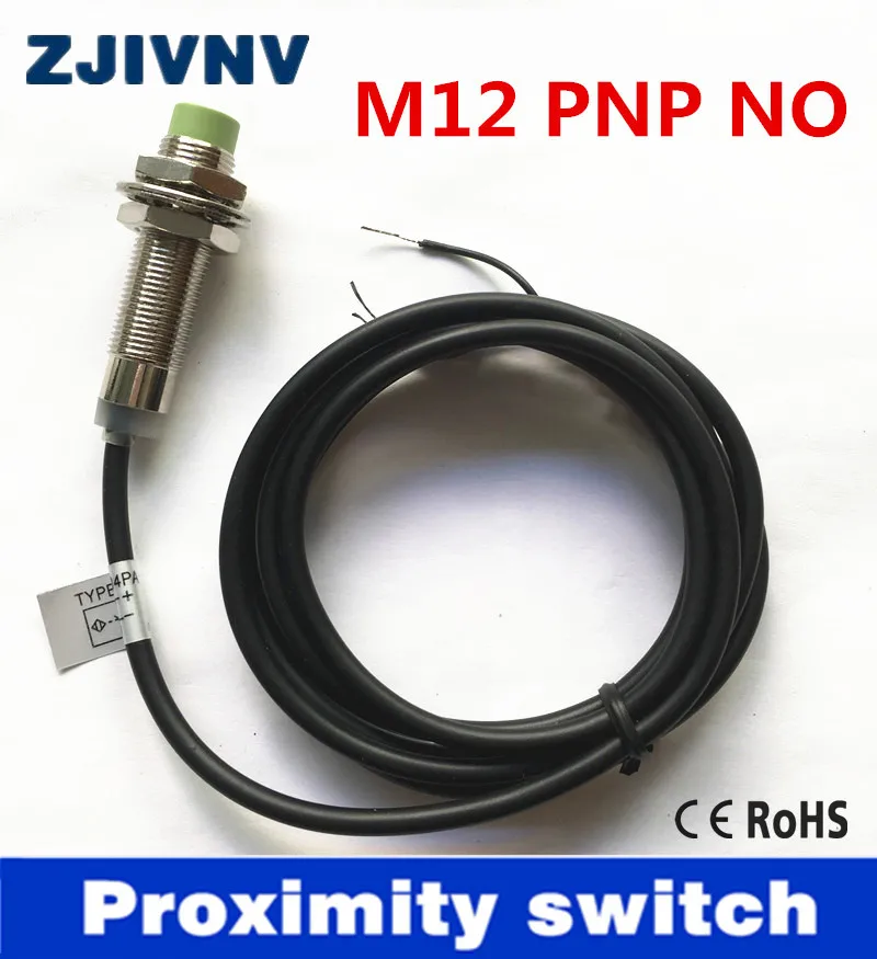 

1pc M12 cylinder type non-flush PNP NO DC 3 wires proximity inductive sensor normally open proximity switch, distance 4mm
