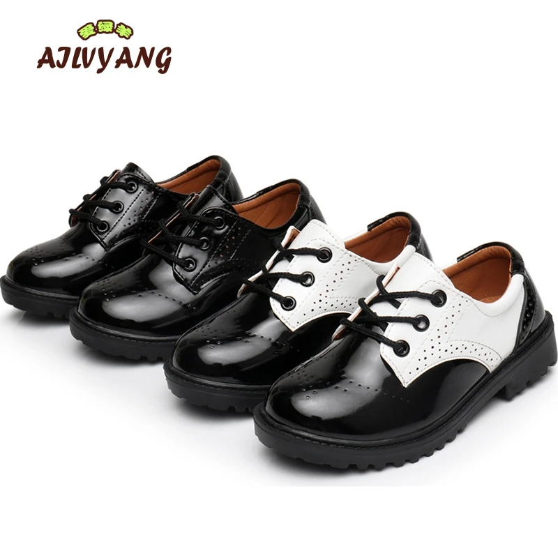 

Big Kids Leather Shoes Boys England Style Fashion PU Leather Shoes Child Fashion Students Lace-up Shoes Boys Casual Flats