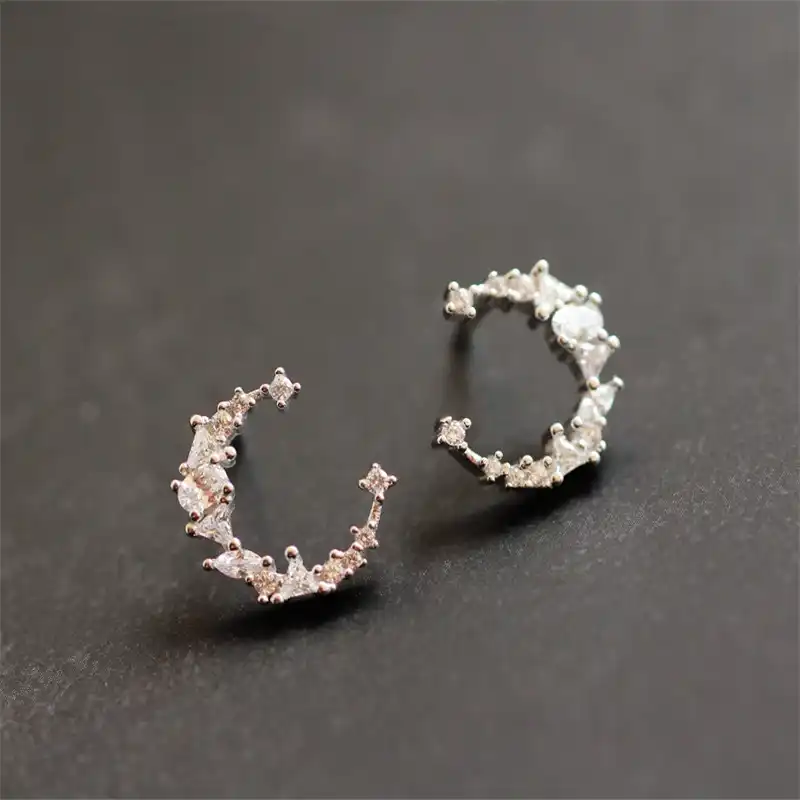 Серьги-гвоздики из стерлингового серебра 925 пробы, набор сережек «Луна», женские модные серьги, ювелирные изделия, оптовая продажа