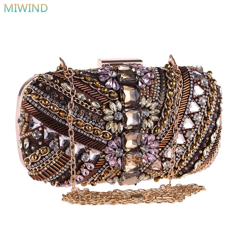 

2018 New Listing Small Square Bag Handmade To Create A Single Nail Beaded Evening Dress Dinner Wild Women Clutch Handbags