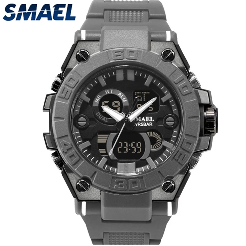 

Men Watches SMAEL Brand Analog Digital Watch Men LED Dual Display Quartz Watches 50m Aterproof Male Clock Relogio Masculino