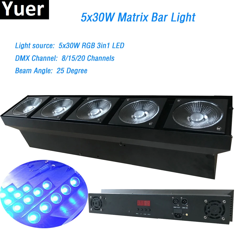 Сценическое освещение 5x30 Вт RGB 3 в 1 матричная балка Светодиодная DMX512 моющийся