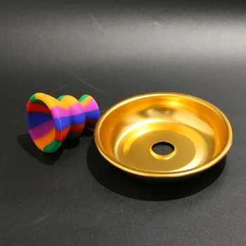 

1 PC golden hookah plate and 1 Piece shisha bowl as a lot narguile nargile water pipe accessories