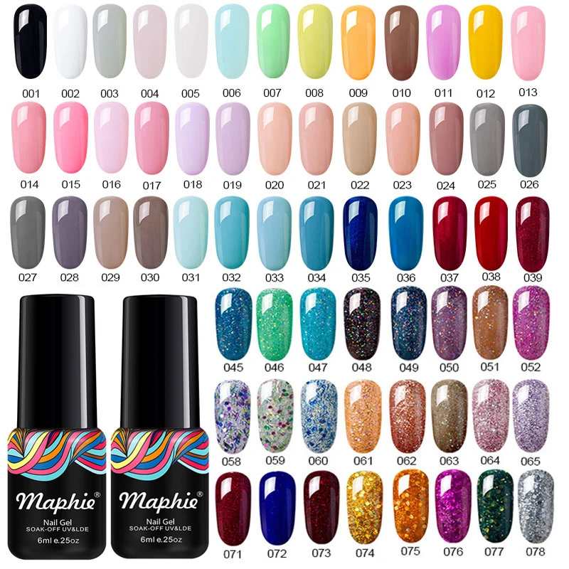 

Maphie Semi Permanent Led Gel Nail Polish 6ML 78 Colors UV Gel Nail Varnish Soak Off White Color Gel Polish