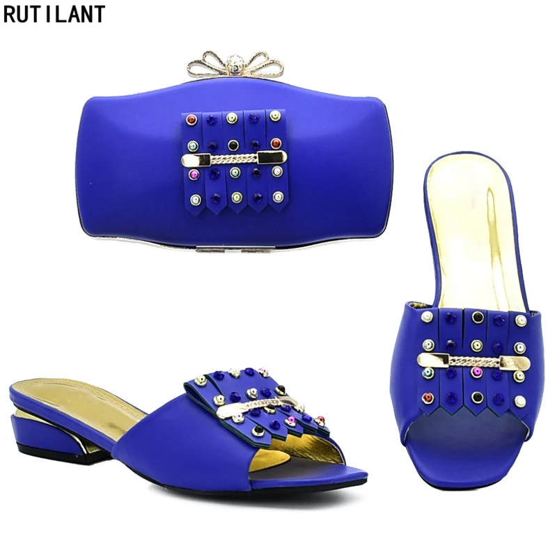 

New Arrival Shoe and Bag for Nigeria Party Women Italian Latest African Party Pumps Shoes and Bag Set Decorated with Rhinestone