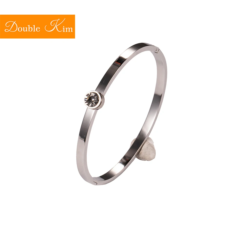 

Single Zircon Bracelet Titanium Stainless Steel Material Simple Style Bangles Women Fine Trendy Jewelry Best Gift Dropshipping