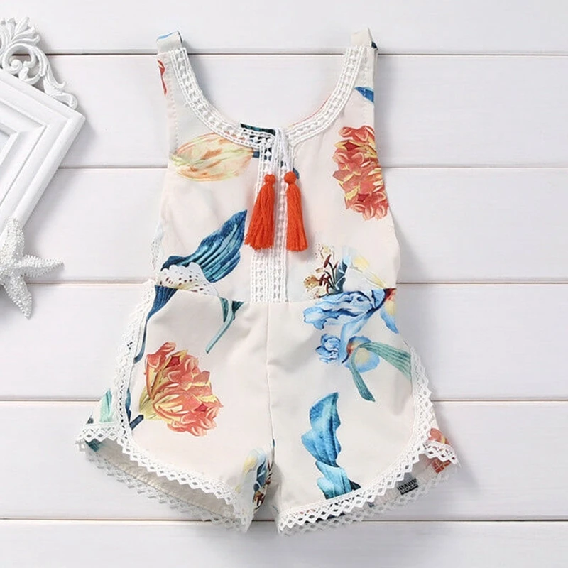 

Toddler Baby Girl Sleeveless Backless Floral Suspender Romper Jumpsuit