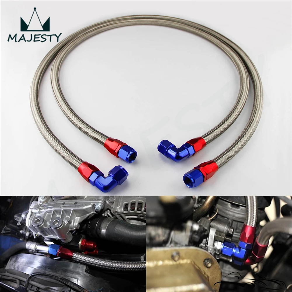 55" / 63" 10AN Steel Braided Oil Filter Hose Oil Fuel Line w/ Fittings