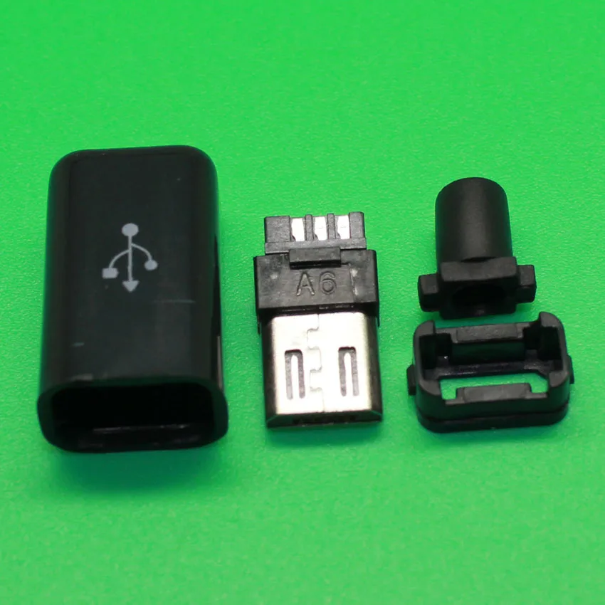 

100pcs DIY Micro USB Type B Male 5pin Four Piece Assembly Connector Plug Socket