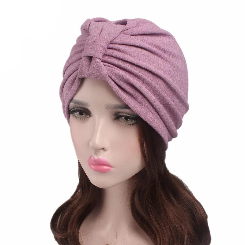 Muslim Women Ruffle Bowknot Cotton Turban Hat Scarf Bandanas Cancer Chemo Beanies Headwear Head Wrap Cap Hair Loss Accessories