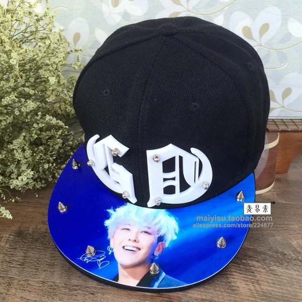 Bigbang G-Dragon хип хоп кепка GD модные заклепки Акриловые повседневные шипованные snapback gorra hombre печать кости мужчины женщины пары - Цвет: 1