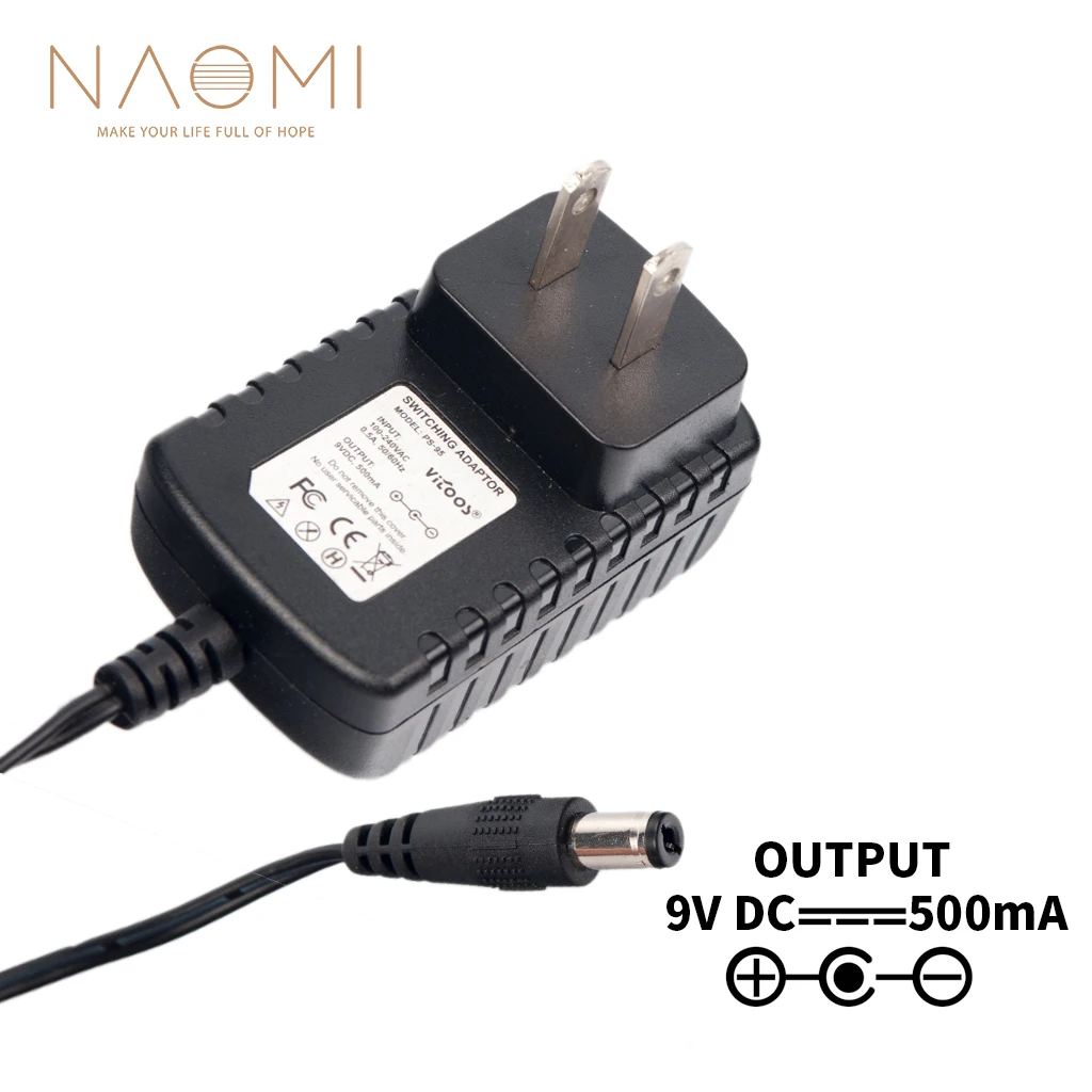 NAOMI блок питания 9V 500mA US адаптер зарядное устройство Черный для гитарных эффектов