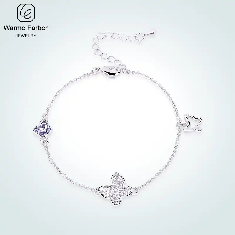 Warme Farben Crystal From Swarovski Bracelets For Women Erfly Sliver Color Link Bracelet Fine Jewelry Gift Lady Warme Farben Crystal From Swarovski Bracelets For Women Erfly Sliver Color Link Bracelet Fine Jewelry Gift Lady